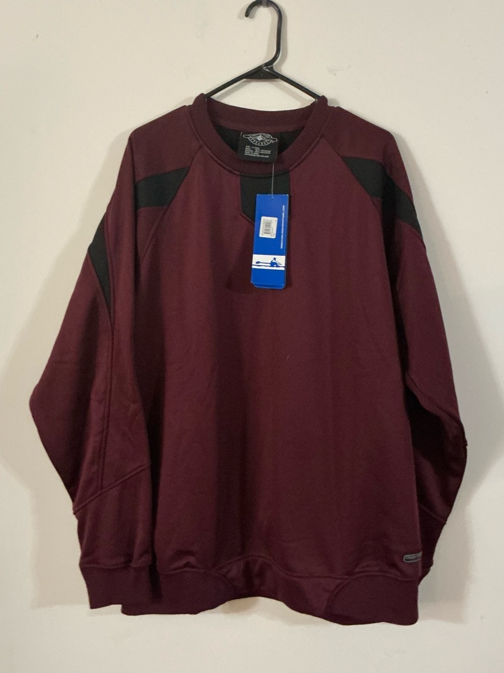 Men's Crewneck Sweatshirt - Maroon/Black - Polyknit Bonded To Fleece
